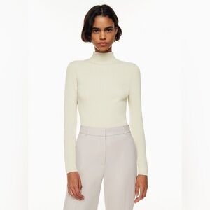 Babaton Amer Sculpt Knit Mockneck Sweater - Medium - Matte Pearl